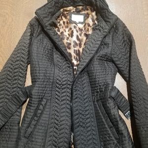 Shelli Segal ZipUp Jacket Grey Leopard Quilted szS